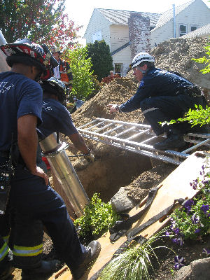 Firefighters communicated with the patient throughout the rescue. Courtesy of The Fire Line
