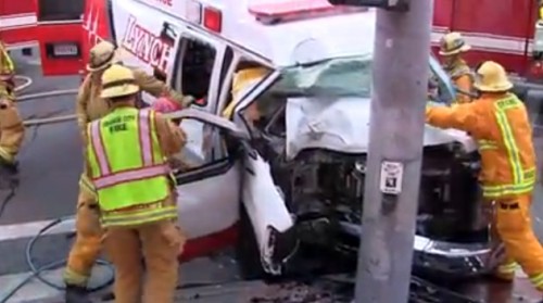 orange county ambulance extrication on video