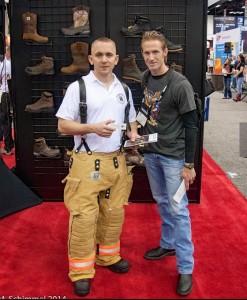 This is me (The Fire Critic) and either Wesley Porter or Jared Ford (the founders of The Rescue Wedge). Both of them are Firefighters in the Austin, TX area.