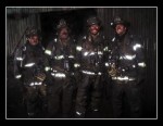 This was my crew after a fire in one of our coal facilities. From left to right: FF Rob Engelhardt, Lt. Joe Sheets, FF George Wright, and myself FF Erik Jacobson. United States Steel. Gary, Indiana. Sent in by Erik Jacobson